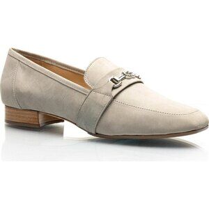 Joan Oloff Adonis Taupe Loafers Suede Leather Knot Horse Bit Sz 8 NEW